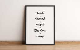 Custom Family Names Print - Personalised Poster Cute Home Decor Wall Art New Gift Present Simple Unframed - thumbnail 1