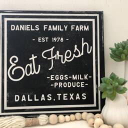 Personalized Eat Sign - Fresh Modern Farmhouse Rustic Industrial Decor Black + White Wall Custom Kitchen Diner - thumbnail 3