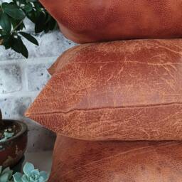 Terracotta Vegan Leather Pillow Cover Modern Scandinavian Home Decor - thumbnail 4