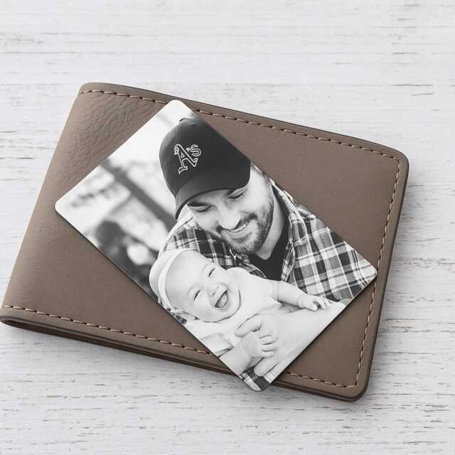 Custom Engraved Wallet Card, Personalized Photo Or Handwriting Gift - image 1