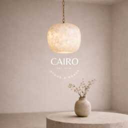 White Alabaster Pendant Light, Natural Stone Hanging Lamp With Brass Chain