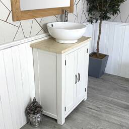 Bathroom Vanity Unit Painted White - Cream Marble Top Ceramic Basin Choice 310Pcmcbc - thumbnail 3