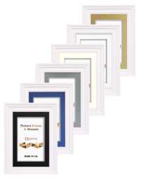 Swept White Photo Frame With Mount/A2 For A3 Print A4 A5 A6 Wide Picture Poster With Mounts - thumbnail 1