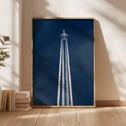 Airplane Poster, Aviation Wall Art, Modern Aircraft Print, Travel Decor, Pilot Gift, Minimalist Blue Sky Jet Artwork - thumbnail 3