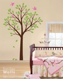 Tree & Birds Wall Decal, Nursery Baby Room Decor, Sticker, Decor - thumbnail 1