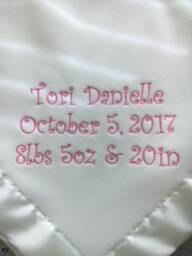 standard Crib Baby Blanket With Embroidered Name, Date. Weight & Height - thumbnail 1