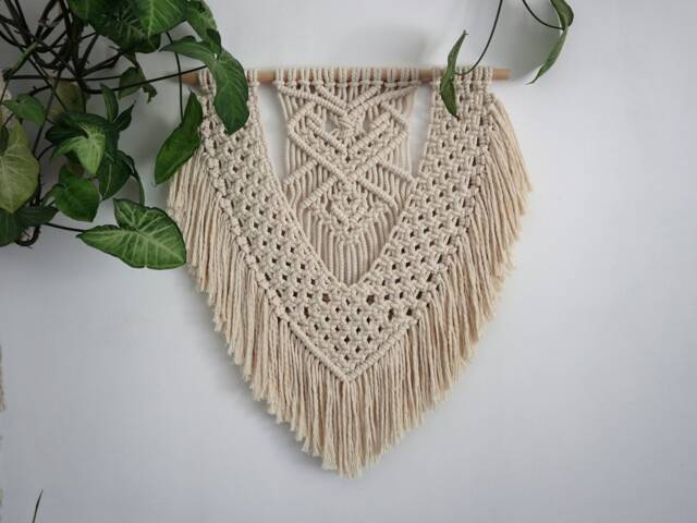 "Modern Macrame Wall Hanging Unbleached Cotton Rope, Beach House Decor - 22"" X 27" - image 1