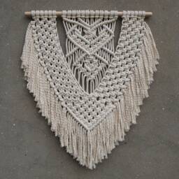 "Modern Macrame Wall Hanging Unbleached Cotton Rope, Beach House Decor - 22"" X 27" - thumbnail 3