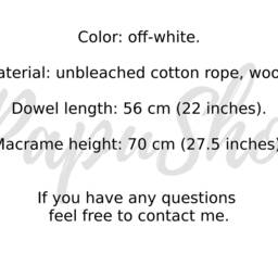 "Modern Macrame Wall Hanging Unbleached Cotton Rope, Beach House Decor - 22"" X 27" - thumbnail 2