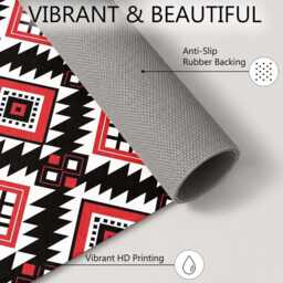 Red Black Bold Tribal Diamond Pattern Rug Non-Slip Soft Area Carpet Bedroom Living Room Hallway Mat Decor - Made in UK - thumbnail 4