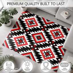 Red Black Bold Tribal Diamond Pattern Rug Non-Slip Soft Area Carpet Bedroom Living Room Hallway Mat Decor - Made in UK - thumbnail 3