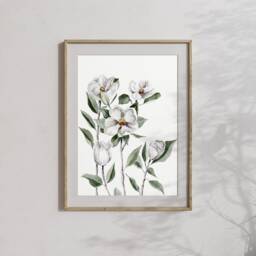 Magnolia Watercolour, Painting, Wall Art, Watercolour Decor, Pretty Feminine Living Room Canadian - thumbnail 3