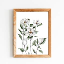 Magnolia Watercolour, Painting, Wall Art, Watercolour Decor, Pretty Feminine Living Room Canadian - thumbnail 2