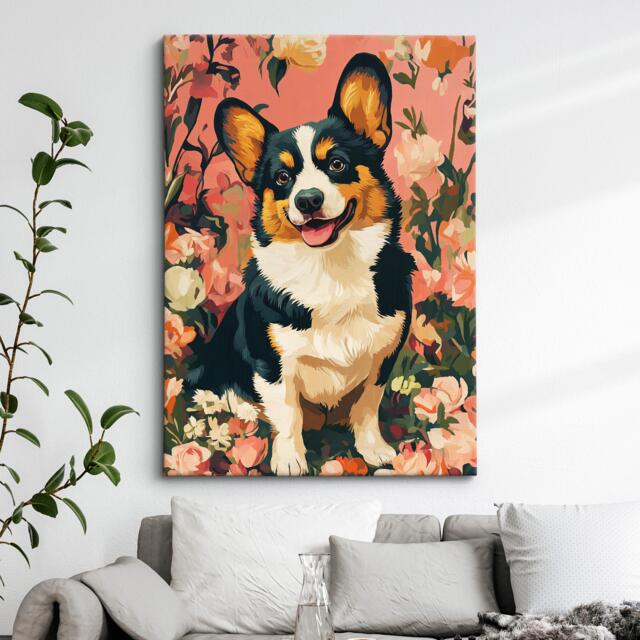 Welsh Corgi Abstract Oil Painting Framed Canvas & Print Large Sizes Wall Art Poster Pet Home Decor Interior Dog Lover Gift Idea - image 1
