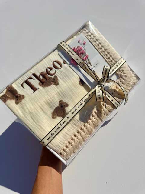 Personalized 100% Cotton Muslin New Baby Gift Set, Boy Gift, Girl Gift, Newborn Gift Box, Blanket, Shower - image 1