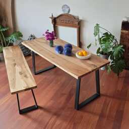Dining Table, Modern Wood Artisan Kitchen Live Edge Walnut Organic, Handcrafted - thumbnail 3