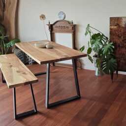 Dining Table, Modern Wood Artisan Kitchen Live Edge Walnut Organic, Handcrafted - thumbnail 4