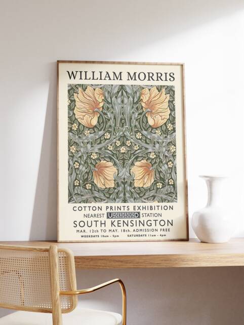 William Morris Print, Exhibition Poster, Vintage Wall Art, Textiles A1/A2/A3/A4 - image 1