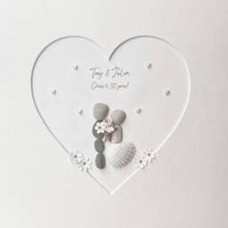 30Th Anniversary Pearl Pebble Art Picture Frame Personalised Custom Wedding Gift For Couple - thumbnail 2