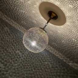 Handmade Moroccan Pendant Light Engraved Copper Ball Lamp - thumbnail 2