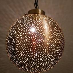 Handmade Moroccan Pendant Light Engraved Copper Ball Lamp - thumbnail 3