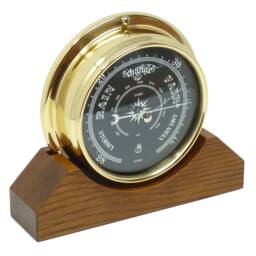 Handmade Prestige Barometer With Jet Black Dial Mounted On An English Dark Oak Mantel/Display Mount - thumbnail 3