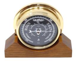 Handmade Prestige Barometer With Jet Black Dial Mounted On An English Dark Oak Mantel/Display Mount