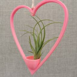Heart Air Plant Hanger With Pot Modern Home Decor - thumbnail 3