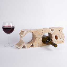 Handmade Travertine Wine Bottle Holder Beige Stone Rack - thumbnail 3
