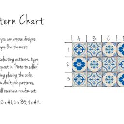 Floral Traditional Tile Decals, Pack Of 24, Blue Portuguese Stickers, Removable, Lisbon, Ethnic, Azulejos, Peel & Stick #16T - thumbnail 2
