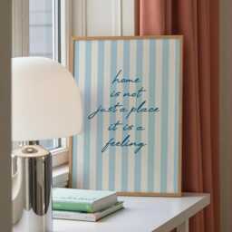 Home Is Not Just A Place It Feeling, Blue Stripe, Kitchen Print, Trendy Aesthetic Decor, Living Room Print - thumbnail 2
