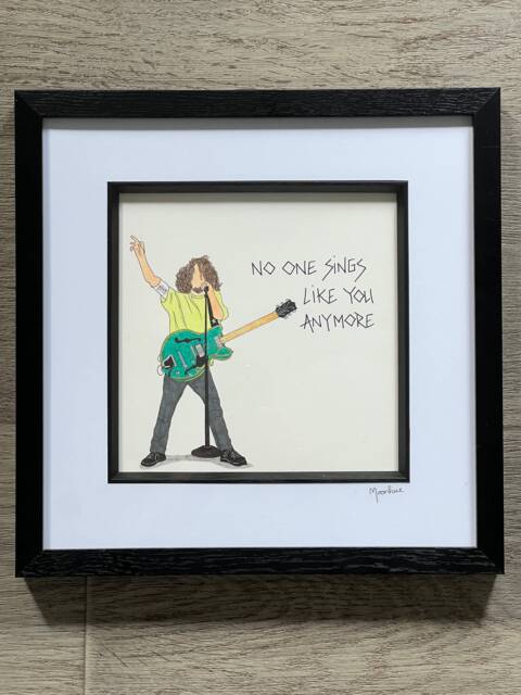Chris Cornell Soundgarden Framed Art, Black Hole Sun Lyrics, Original Hand Drawn Artwork - image 1