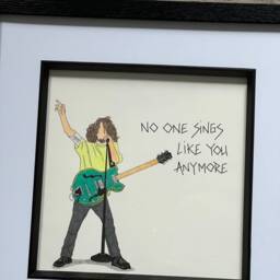 Chris Cornell Soundgarden Framed Art, Black Hole Sun Lyrics, Original Hand Drawn Artwork - thumbnail 2