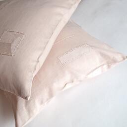 Linen Pillow Cases Set Of 2 Rose Peach Covers Blush Pink Vegan Decorative Cushions Embroidered Throw Nursery Room Decor - thumbnail 2