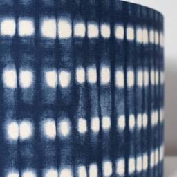 Indigo Blue Tie Dye Lampshade in Abstract Fabric With Gold Silver Or White Lining, 20cm To 40cm Diameter Handmade By Vivid Shades - thumbnail 3