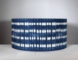 Indigo Blue Tie Dye Lampshade in Abstract Fabric With Gold Silver Or White Lining, 20cm To 40cm Diameter Handmade By Vivid Shades - thumbnail 1