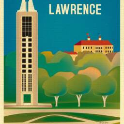 Lawrence Kansas Art, University Of Kansas, Ks Art, Print, Ku Memorial, Skyline Print Style E8-O-Law - thumbnail 2