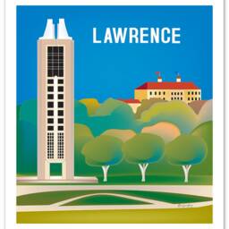 Lawrence Kansas Art, University Of Kansas, Ks Art, Print, Ku Memorial, Skyline Print Style E8-O-Law - thumbnail 3