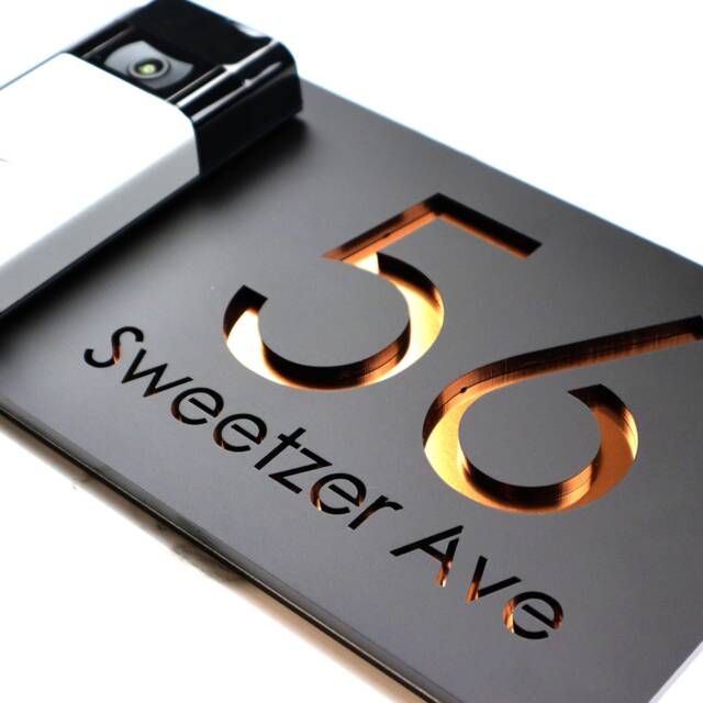 K Smart Sign - Bellissima Db Ring Nest Video Wifi Door-Bell Laser Cut Matt Black & Copper Mirror Floating House - image 1