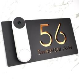 K Smart Sign - Bellissima Db Ring Nest Video Wifi Door-Bell Laser Cut Matt Black & Copper Mirror Floating House - thumbnail 3