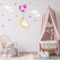 Sleeping Bunny Moon Wall Decal Nursery Night Sky Stickers - thumbnail 3