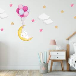 Sleeping Bunny Moon Wall Decal Nursery Night Sky Stickers - thumbnail 2