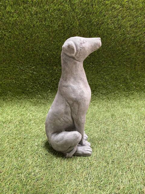 Whippet Concrete Ornament Dog Sculpture/Sitting Pet Memorial Outdoor Garden Frost Protected - image 1