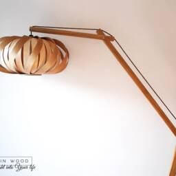 Modern Oak Wood Arch Floor Lamp, Veneer Design - thumbnail 2