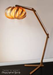 Modern Oak Wood Arch Floor Lamp, Veneer Design
