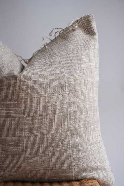 "Handwoven Hemp Pillow Cover Gray Karen Tribal Design - 26"" X 26" - image 1