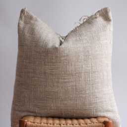 "Handwoven Hemp Pillow Cover Gray Karen Tribal Design - 26"" X 26" - thumbnail 2