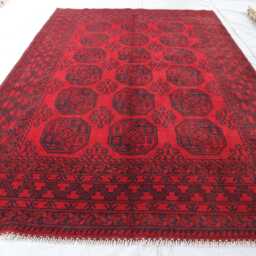7x10 Ft New Red Akhcha Handmade Area Rug, Afghan Green High Pile Rug Turkmen Bokhara Rug Livingroom Rug, Tribal Bedroom Office - thumbnail 2