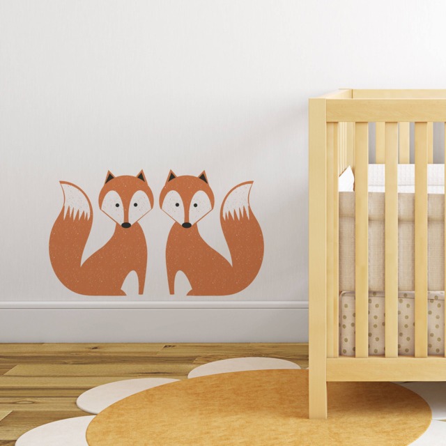 Wall Sticker Foxes - Decal Fox Decor- Woodland Stickers Home Decor Wall Nursery Kids Fox Print