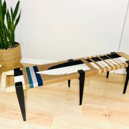 Hand-Woven Entryway Bench Mcm Style End Of Bed & Mudroom Seating - Custom-Made, Multiple Sizes - thumbnail 3